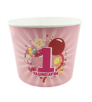 Mısır cips kutusu karton orta boy 1750cc 1 yaşındayım pembe pk:8 -