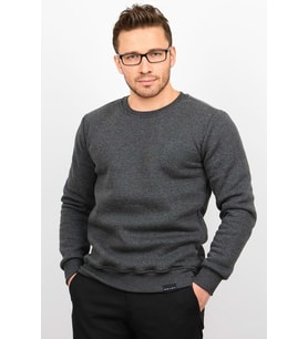 Üç Iplik Şardonlu Pamuklu Bisiklet Yaka Sweatshirt CZN01 (Antrasit)