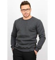 Üç Iplik Şardonlu Pamuklu Bisiklet Yaka Sweatshirt CZN01 (Antrasit)
