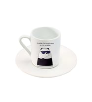 Sıradan Birisiyim Ama En Ön Sıradan Yazıli Panda Baskılı Türk Kahve Fincanı
