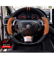 Peugeot Rifter Dikme Direksiyon Kılıfı Delikli Deri Parlak Siyah Taba Detay Çift Yüzük ve Dikiş 2018-2021