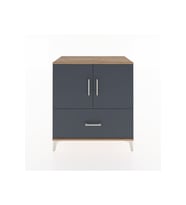 Hyperion Şifonyer 3 Raflı Tek Çekmeceli 2 Kapaklı 88x44x96 Çam-Antrasit