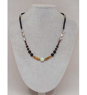 Larimar Taşı & Oniks Taşı Tasarım Unisex Kolye (54426)