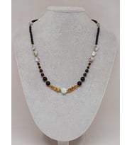Larimar Taşı & Oniks Taşı Tasarım Unisex Kolye (54426)