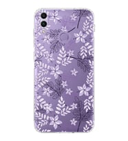 Huawei Honor 8c  Kamera korumalı Kapak Floral Lila Tasarımlı  Şeffaf Kılıf