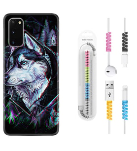 Samsung A02S A03S A10 A12 A13 A21S A22 Kılıf Kablo Koruma Spiral Silikon Dog Eyes 1761