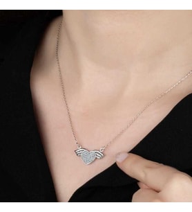 Ucarticaret S-warovski Taşlı Gümüş Kalp Bayan Kolye