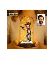 Kişiye Özel Erkek Karikatür Fanus  Meslek ve Hobi Temalı Işıklı Biblo