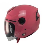 Motosiklet ve Bisiklet Kaskı Yarım Arka Reflektörlü Güneş Vizörlü Kask Pembe