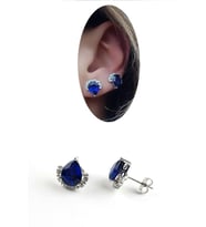 Sky Diamond Blue Creative Sapphire 925ayar Gümüş Üzerine Beyaz Altın Kaplama Damla Küpe