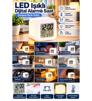 Dekoratif Küp Saat ile LED ve Alarm Fonksiyonu