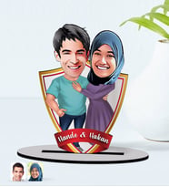 BK Gift Kişiye Özel İsimli Sevgililer Karikatürlü Ahşap Biblo Model-61