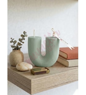 Mumelia Candles Antik Sütun - Doğal Soya Blok Dekoratif Mum - Soluk Yeşil