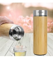 KİŞİYE ÖZEL İSİM BASKILI PASLANMAZ ÇELİK BAMBU TERMOS 450 ML