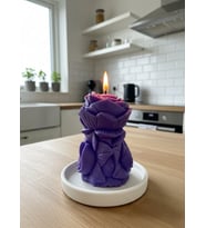 GÜL TASARIMLI HEDİYELİK DEKORATİF VANİLYA KOKULU PARAFİN WAX MUM (MOR RENKLİ)