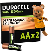 ŞARJ EDİLEBİLİR AA Kalem Pil (2'li Paket), 1300 mAh NiMH