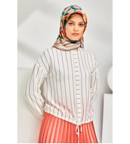 Armine Nostalji Serisi Twill İpek Eşarp 8319D-35 (Krem)