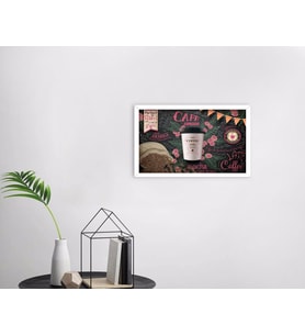 BK Home Coffee Tasarımlı Dekoratif Ahşap Beyaz Çerçeveli Tablo-38