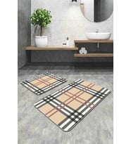 Siyah Çerçeve Desenli Banyo Halısı Klozet Paspas Seti BS348