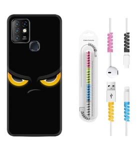 INFINIX Hot 8 9 10 11S Hot 10 Play 10T Kılıf Kablo Koruma Spiral Silikon Black Eyes 1644