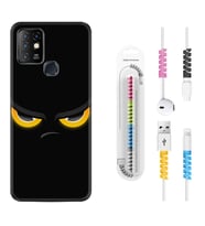 INFINIX Hot 8 9 10 11S Hot 10 Play 10T Kılıf Kablo Koruma Spiral Silikon Black Eyes 1644