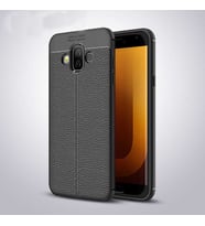Samsung Galaxy J7 Duo Kılıf Deri Tarzı Niss Silikon Case (Siyah)