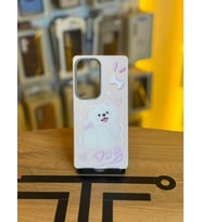 Samsung S25 Ultra Uyumlu Özel Tasarım Sevimli Figürlü Deri Dokulu Telefon Kılıfı (Pembe)