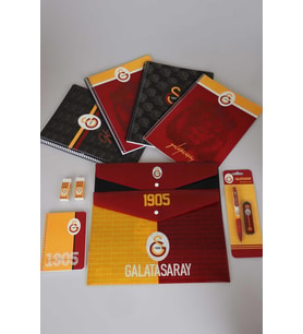 LİSANSLI GALATASARAY A4 SPIRALLI 2 ADET KARELİ,2 ADET ÇİZGİLİ DEFTER,VERSATİL UÇLU KALEM 0.7MM ,BLOKNOT,2 ADET ÇITÇIT DOSYA,2 ADET SİLGİ SETİ