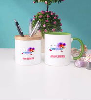 Estetisyen Kupa Bardak Yeşil ve Kalemlik
