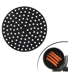 Siyah Isıya Dayanıklı Yıkanılabilir Silikon Fırın Ve Airfryer Yuvarlak Model Pişirme Matı 23 Cm (4767)