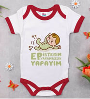 BK Kids Ep İsterim Tasarımlı Kırmızı Bebek Body Zıbın-2