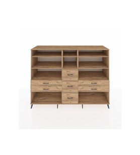 Kronos Dolap 8 Raflı 7 Çekmeceli  220x59x163 Çam-Çam