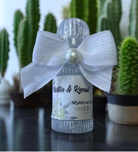 Söz - Nişan -Nikah Hediyesi Simli ve İncili Kolonya (10 Adet) 013 (Şeffaf)