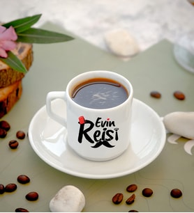 Kişiye Özel Evin Reisi Tasarımlı Türk Kahvesi Fincanı
