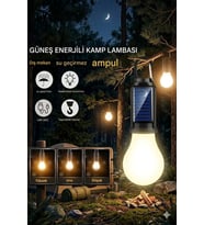 Taşınabilir Solar Kamp Lambası 10W USB-C Şarjlı Askılı LED Fener – Kırılmaz Gövde, Güçlü Aydınlatma