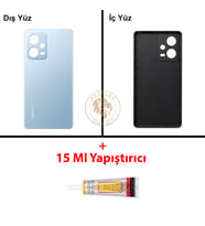 Xiaomi Redmi Note 12 Pro 4G Buz Mavisi Arka Pil Kapağı Batarya Kapağı + B-7000 Yapıştırıcı
