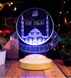 İslami Dekor Hediyesi, Dini Hediye, Mahyalı Camii, Kişiye Özel 3D Led Lamba, Ramazan Hediyesi