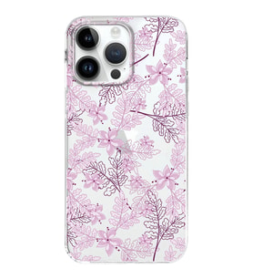 Apple iPhone 14 Pro Uyumlu Kapak Floral Pudra Tasarımlı Şeffaf Silikon Kılıf