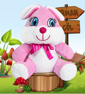 OYUNCAK AYICI 20 - 25 cm Sevimli Tavşan (%100 Yerli ) (Pembe)