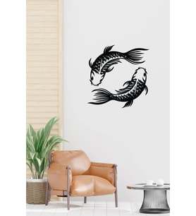 Koi Balığı Duvar Süsü Tablo - 35x35 cm, Feng Shui Sembolü