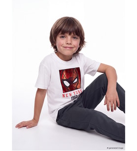 LCW Kids Beyaz Spider-man Baskılı Erkek Çocuk Tişört