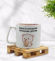Bk Gift Neyse Ki Prensesim Tasarımlı Middle Beyaz Kupa Bardak