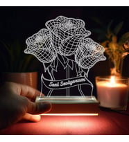 Gül Tasarımlı 3d Led Lamba