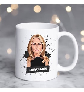 Kişiye Özel Karikatürlü Tasarım Kadına Hediye Kupa Bardak