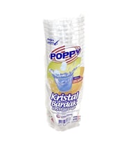 Poppy Şeffaf Plastik Kristal Bardak - 180 Cc. - 180 Ml. - 25 Adetlik 1 Paket