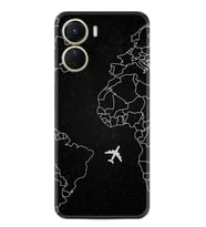 Vivo Y16 Kılıf Resimli Desenli Silikon Platinium Series Black Plane 1868