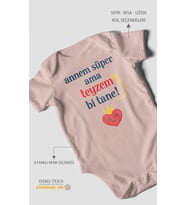Annem süper ama teyzem bi tane Kısa Kollu Bebek Body %100 Pamuk