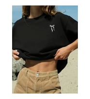 Fiyonk Baskılı Siyah Oversize Unisex T-shirt- Siyah