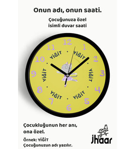 İsme Özel Sevimli Balerin Kedi Çocuk Odası Duvar Saati Orta Boy 30 cm Siyah Camlı Sessiz