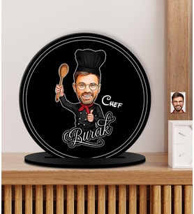 Kişiye Özel Karikatürlü Erkek Aşçı - Chef Ahşap Plak - Biblo